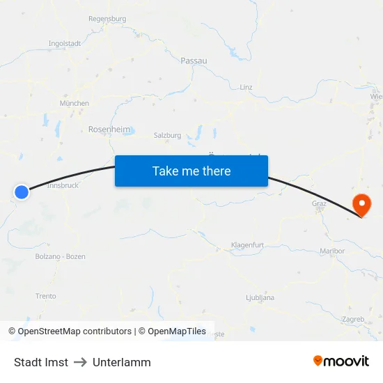 Stadt Imst to Unterlamm map