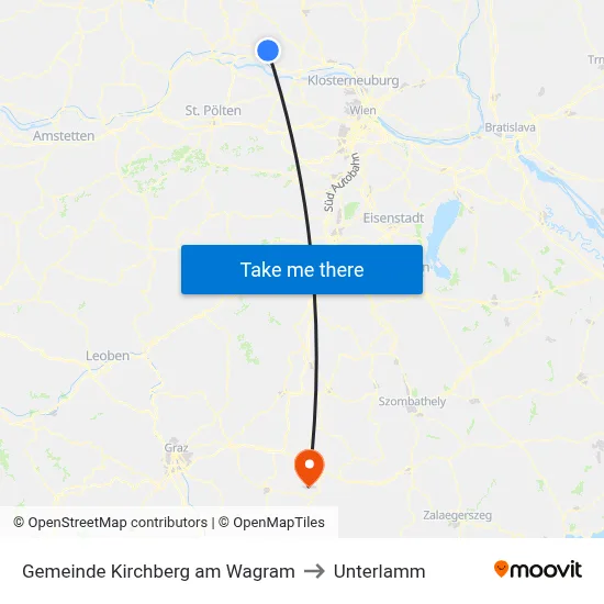 Gemeinde Kirchberg am Wagram to Unterlamm map