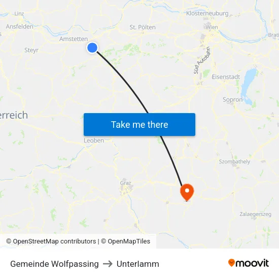 Gemeinde Wolfpassing to Unterlamm map