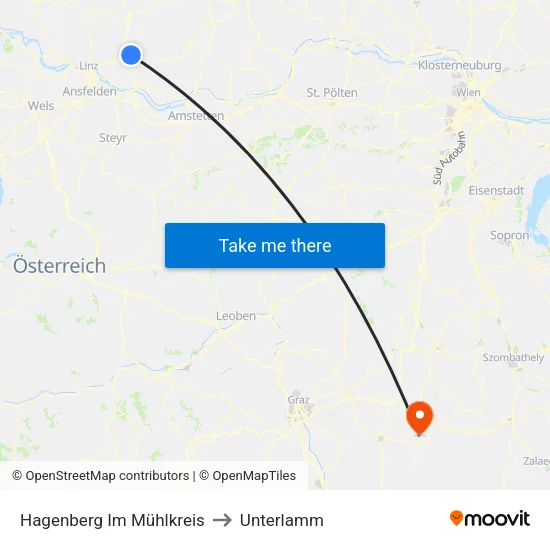 Hagenberg Im Mühlkreis to Unterlamm map