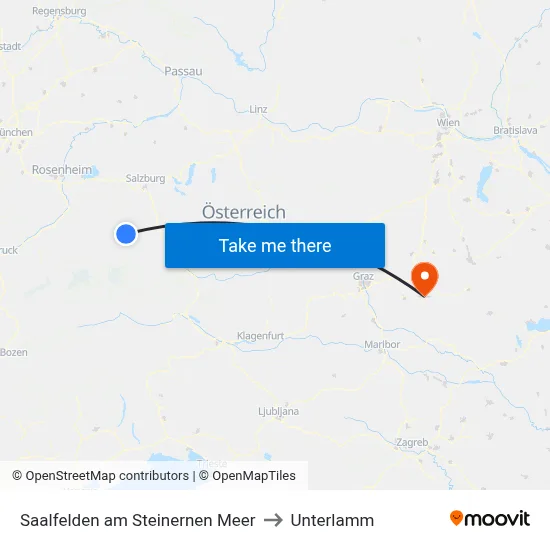 Saalfelden am Steinernen Meer to Unterlamm map