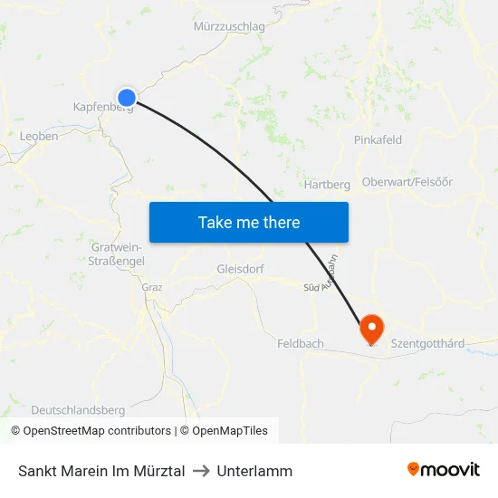 Sankt Marein Im Mürztal to Unterlamm map