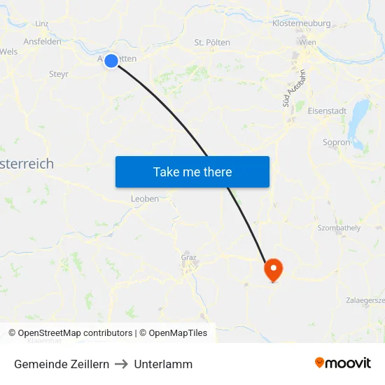 Gemeinde Zeillern to Unterlamm map