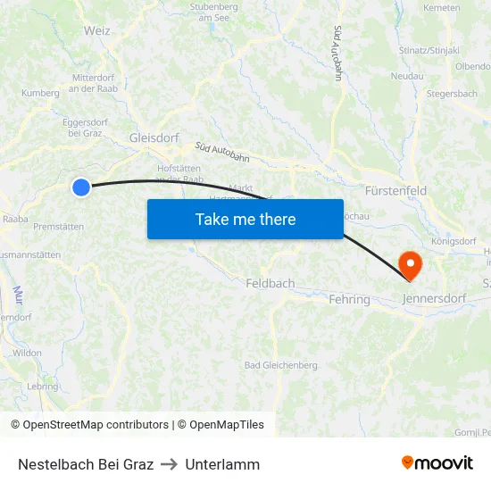 Nestelbach Bei Graz to Unterlamm map