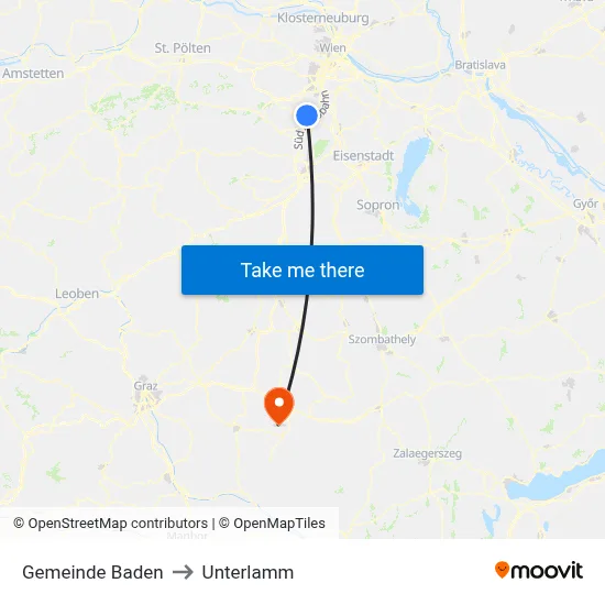 Gemeinde Baden to Unterlamm map