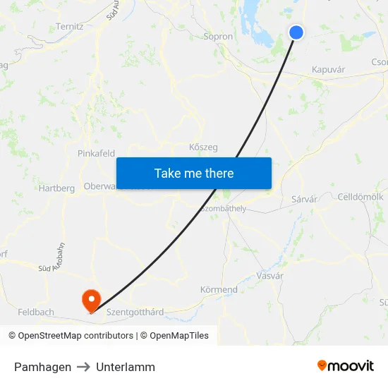Pamhagen to Unterlamm map