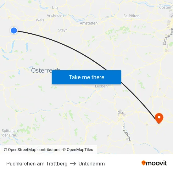 Puchkirchen am Trattberg to Unterlamm map