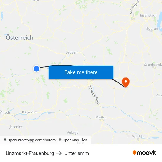 Unzmarkt-Frauenburg to Unterlamm map