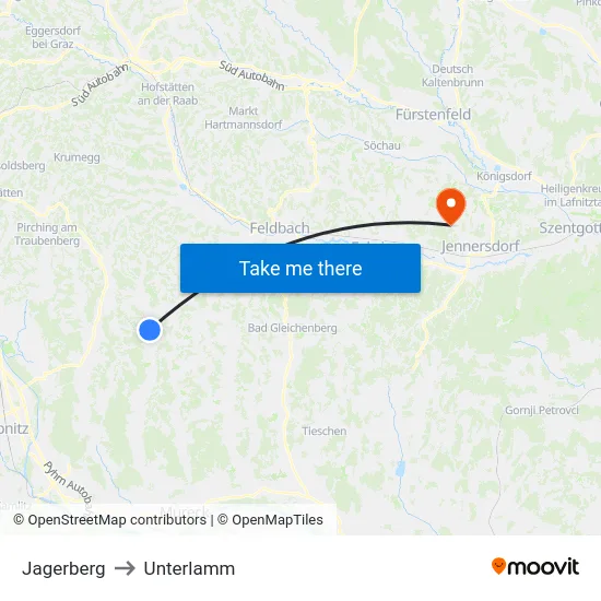 Jagerberg to Unterlamm map