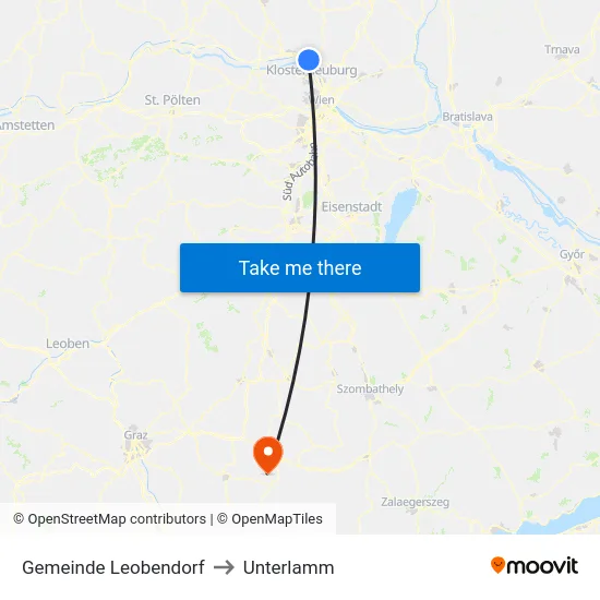 Gemeinde Leobendorf to Unterlamm map