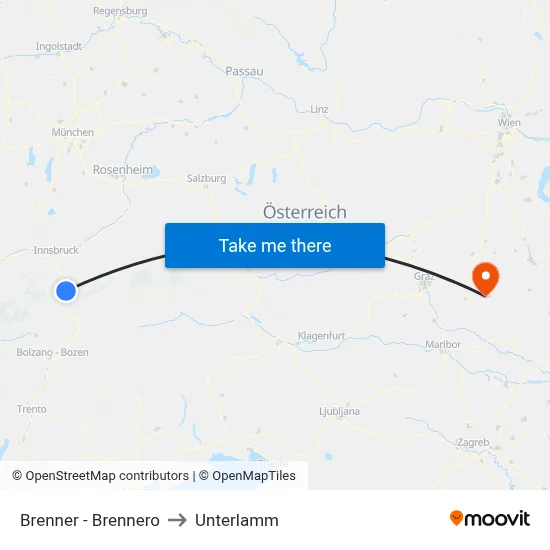 Brenner - Brennero to Unterlamm map