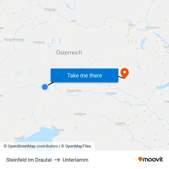 Steinfeld Im Drautal to Unterlamm map