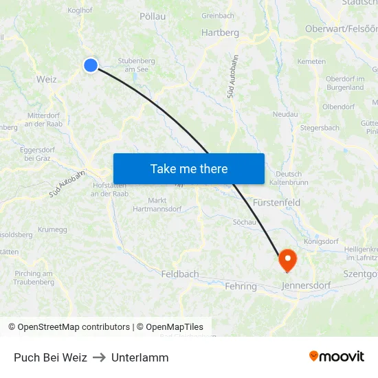Puch Bei Weiz to Unterlamm map