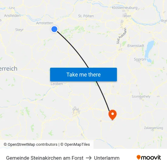 Gemeinde Steinakirchen am Forst to Unterlamm map