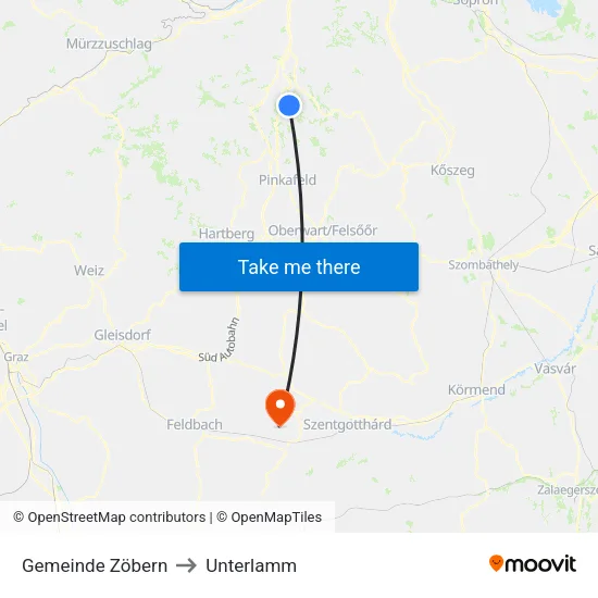 Gemeinde Zöbern to Unterlamm map