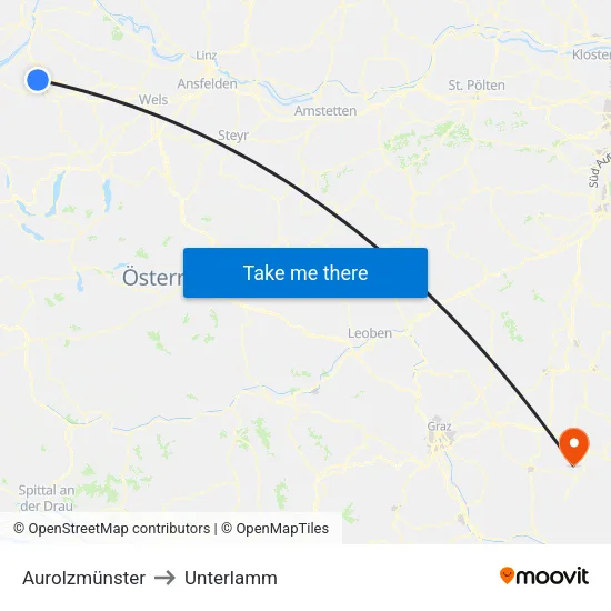 Aurolzmünster to Unterlamm map