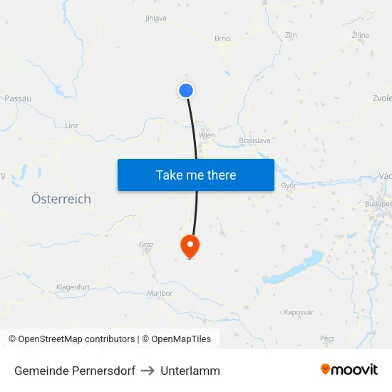 Gemeinde Pernersdorf to Unterlamm map