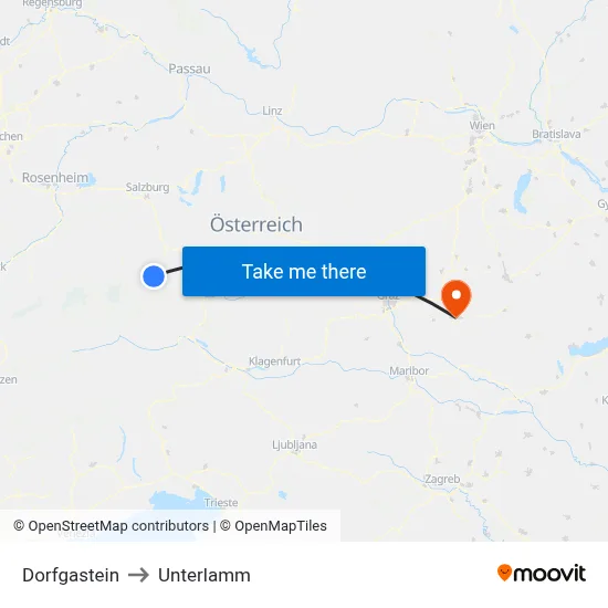 Dorfgastein to Unterlamm map