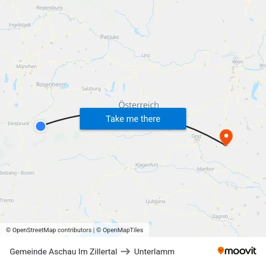 Gemeinde Aschau Im Zillertal to Unterlamm map