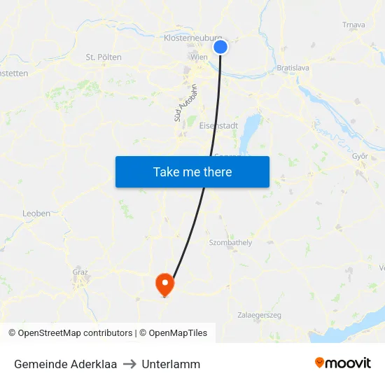 Gemeinde Aderklaa to Unterlamm map