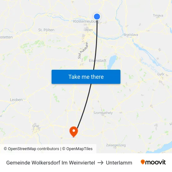 Gemeinde Wolkersdorf Im Weinviertel to Unterlamm map