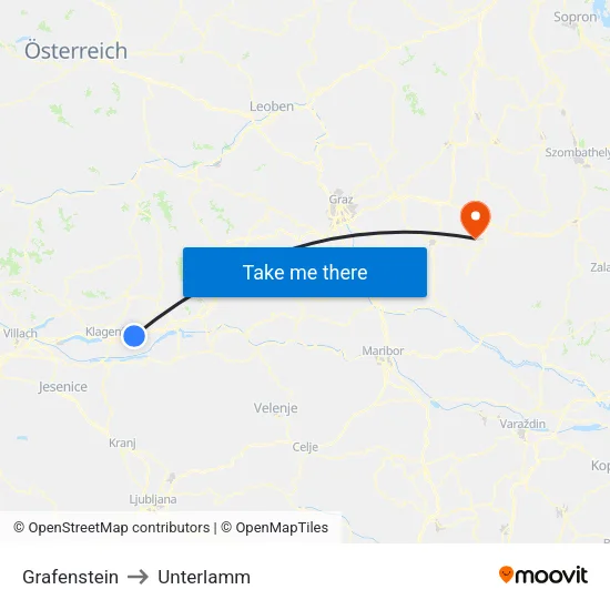 Grafenstein to Unterlamm map