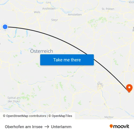 Oberhofen am Irrsee to Unterlamm map
