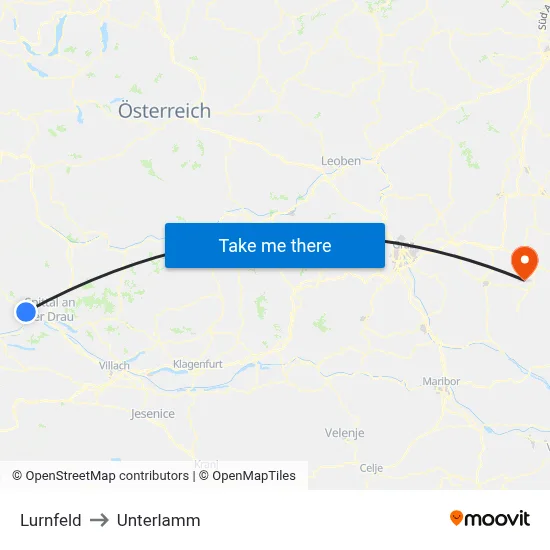 Lurnfeld to Unterlamm map