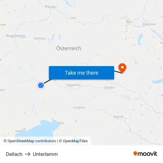 Dellach to Unterlamm map