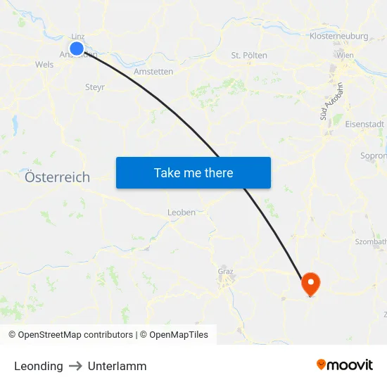 Leonding to Unterlamm map