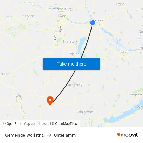 Gemeinde Wolfsthal to Unterlamm map