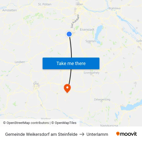 Gemeinde Weikersdorf am Steinfelde to Unterlamm map