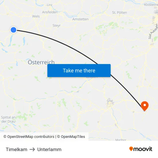 Timelkam to Unterlamm map