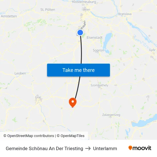 Gemeinde Schönau An Der Triesting to Unterlamm map