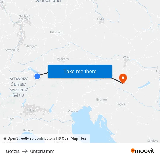 Götzis to Unterlamm map