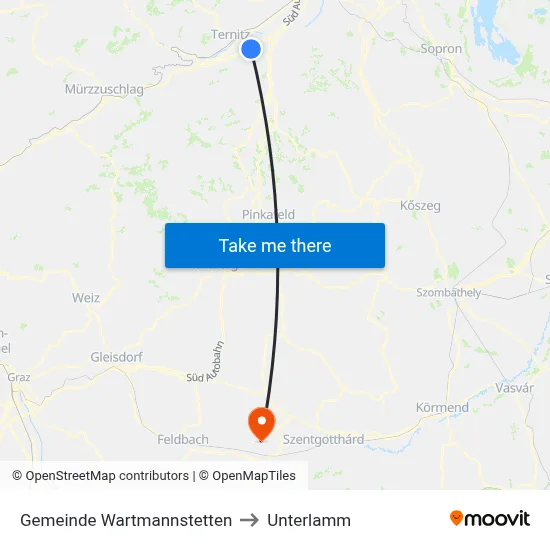 Gemeinde Wartmannstetten to Unterlamm map