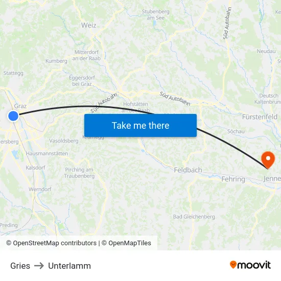 Gries to Unterlamm map