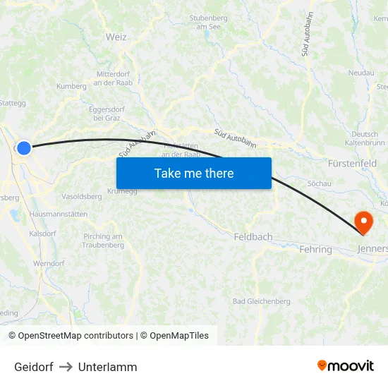 Geidorf to Unterlamm map
