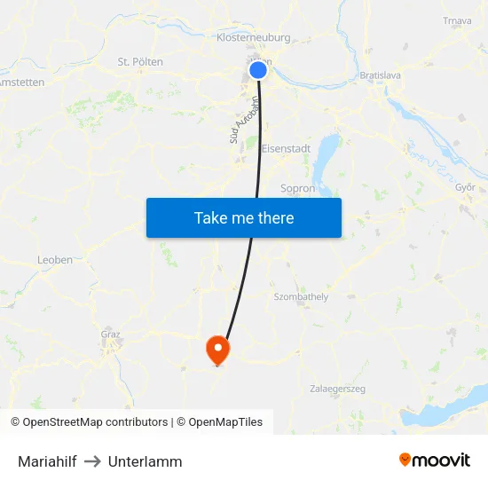 Mariahilf to Unterlamm map