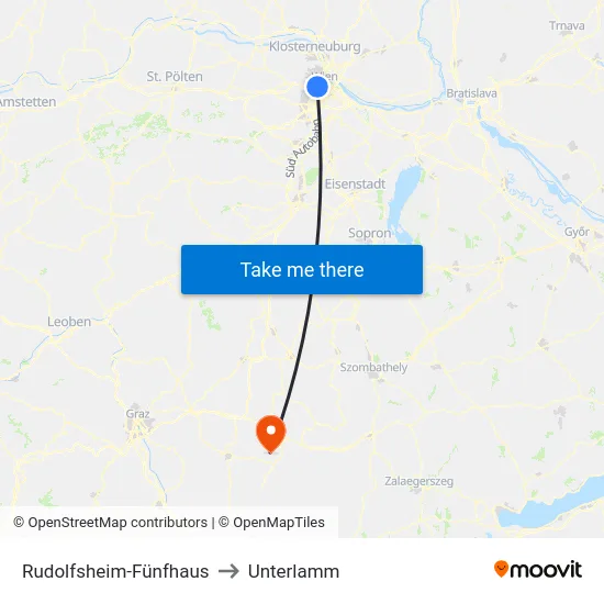 Rudolfsheim-Fünfhaus to Unterlamm map