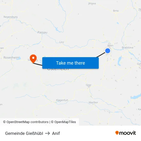 Gemeinde Gießhübl to Anif map