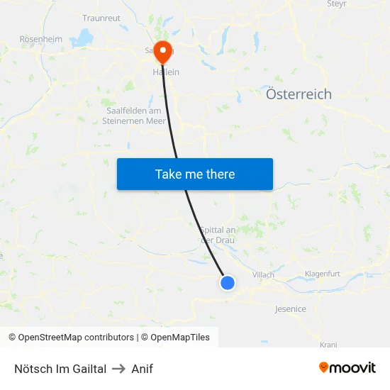 Nötsch Im Gailtal to Anif map