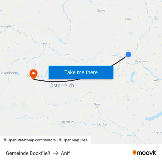 Gemeinde Bockfließ to Anif map