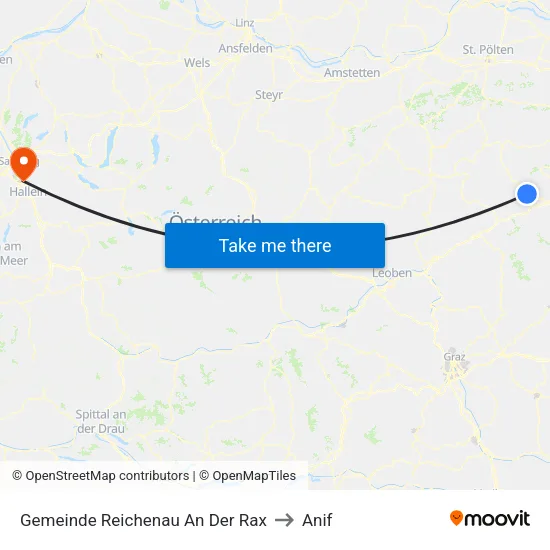 Gemeinde Reichenau An Der Rax to Anif map