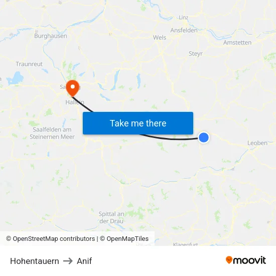 Hohentauern to Anif map
