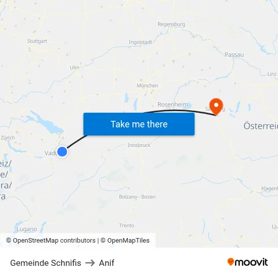 Gemeinde Schnifis to Anif map