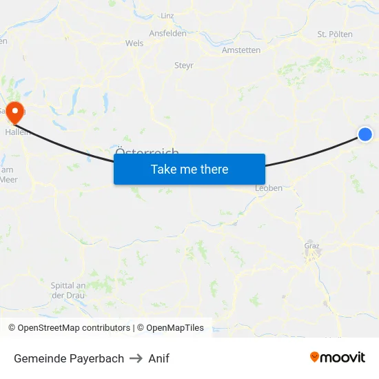 Gemeinde Payerbach to Anif map