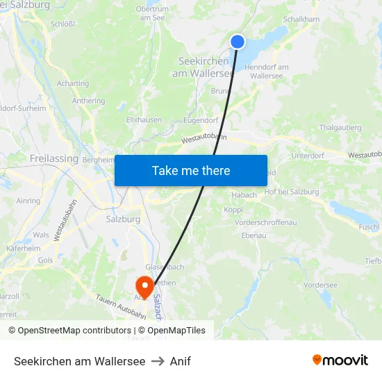Seekirchen am Wallersee to Anif map