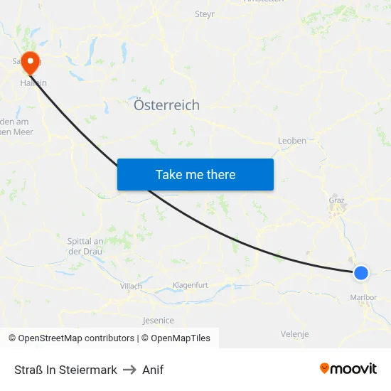 Straß In Steiermark to Anif map