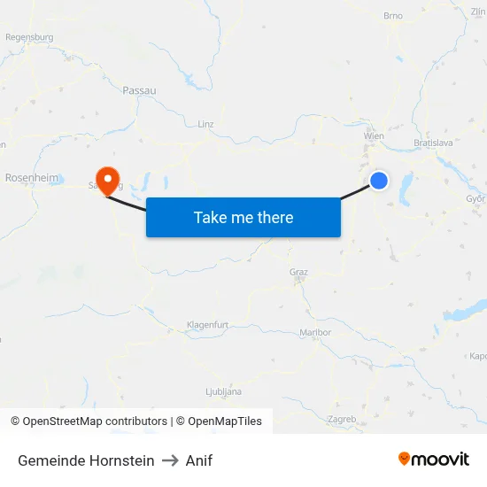 Gemeinde Hornstein to Anif map